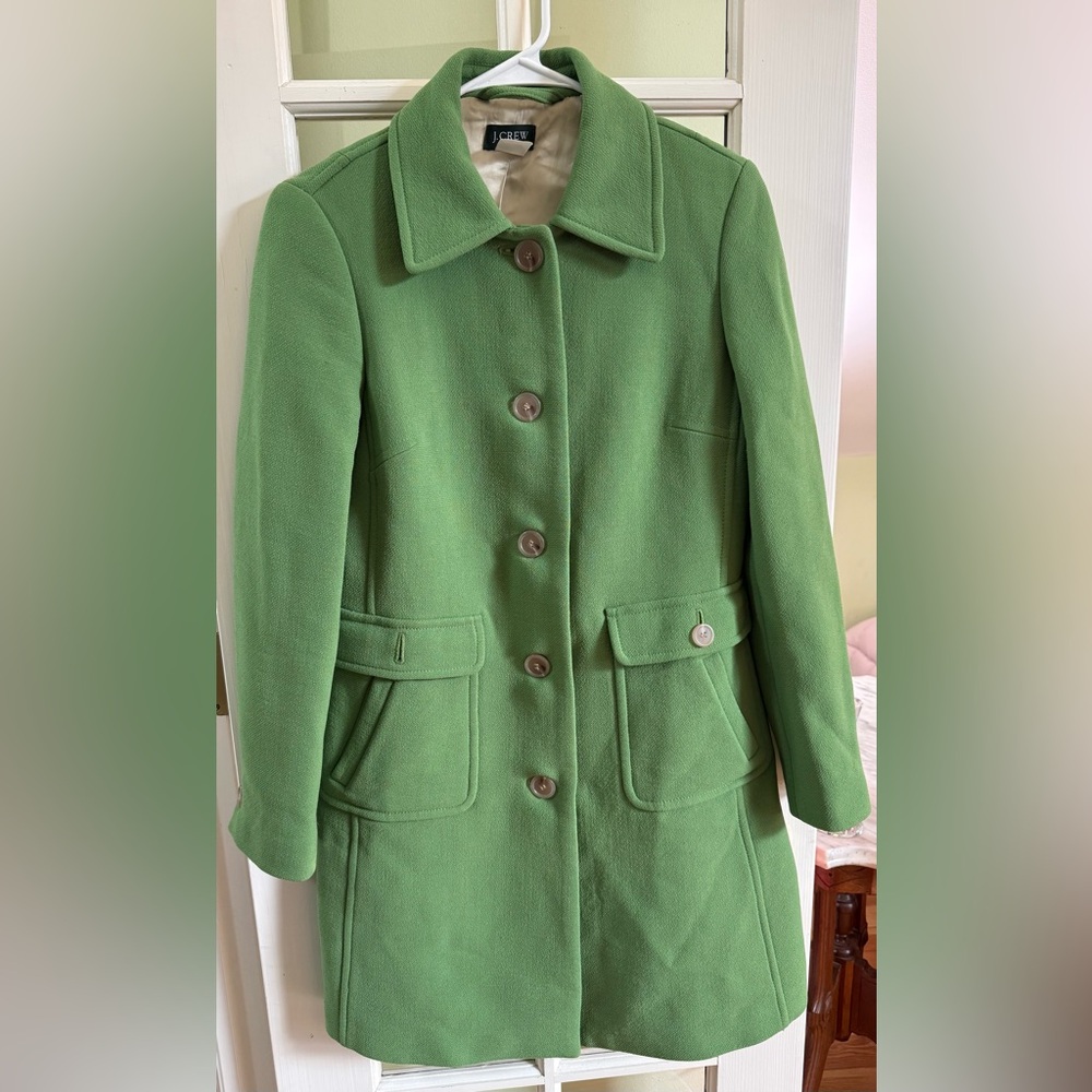 J. Crew Bright Green Italian Wool Coat Size 4